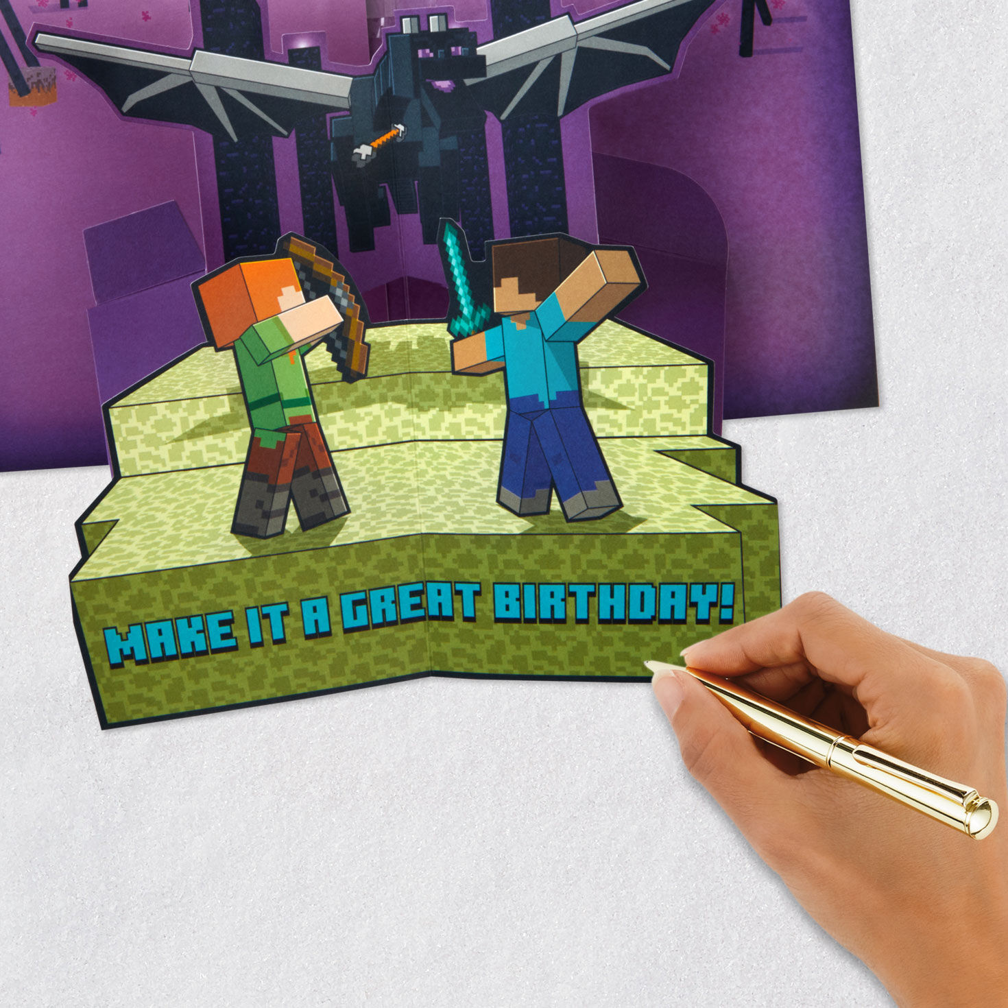 Minecraft Musical Pop-Up Birthday Card for Kids Signing card image number 6