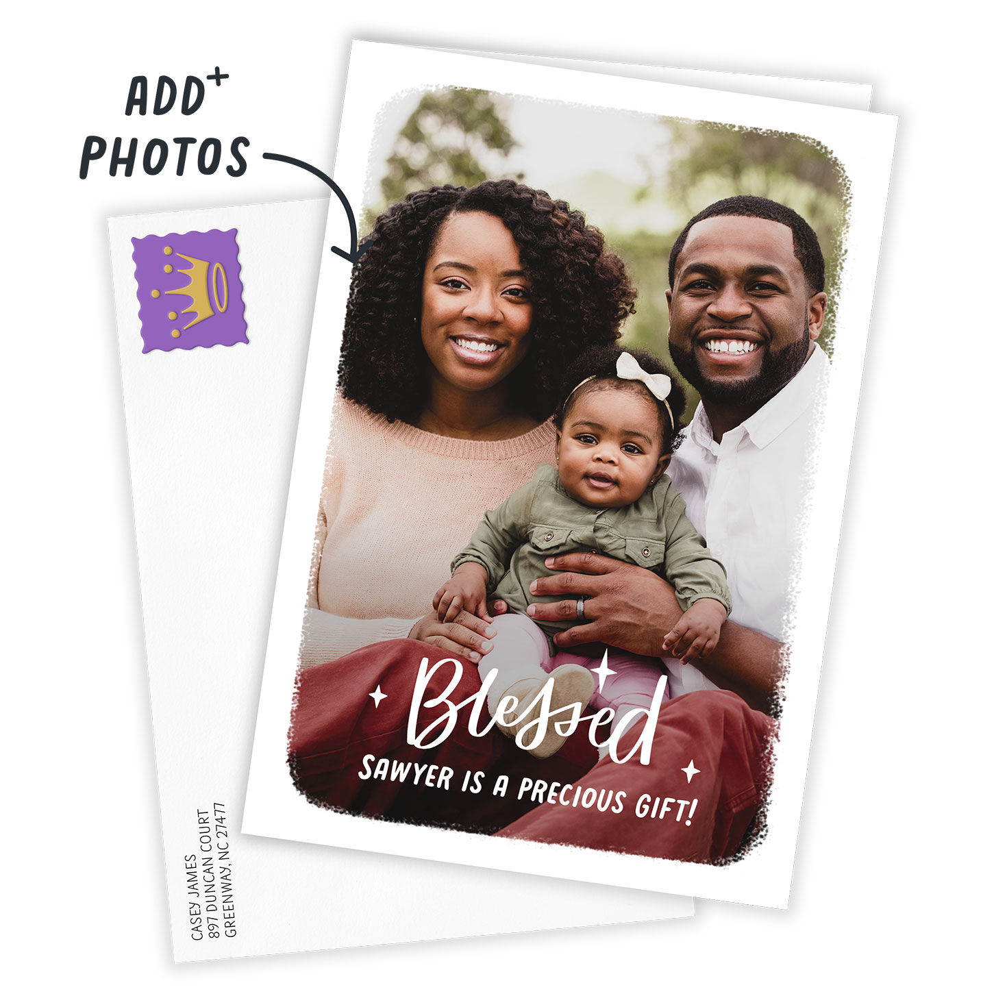 Personalized Blessed White Frame Photo Card  image number 2