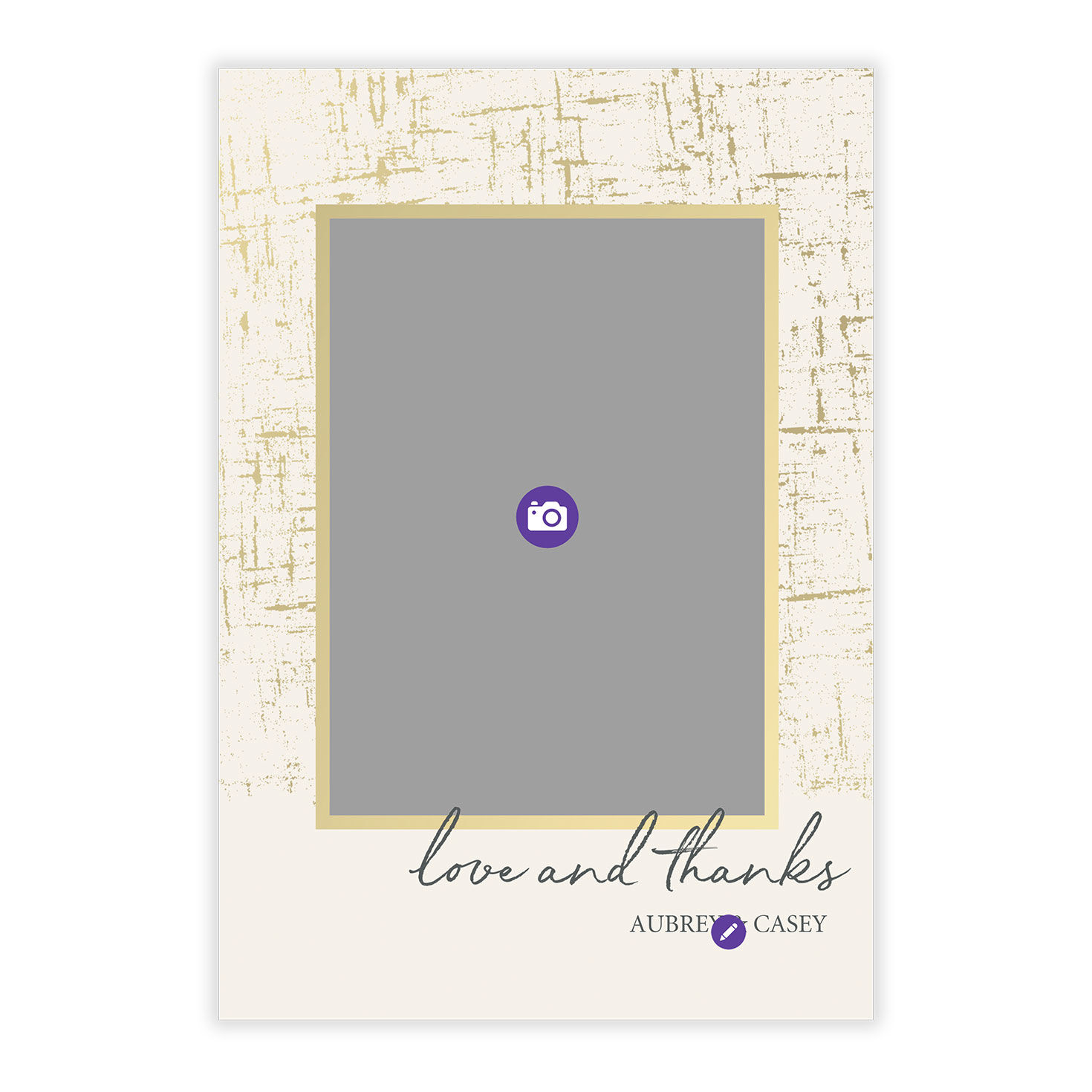 Gold Wood Pattern Personalized Wedding Thank You Card Front indicating personalization image number 5