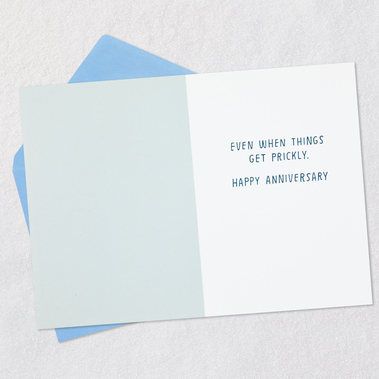 Prickly Cactus Funny Anniversary Card Open card with envelope image number 3