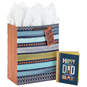 13" Happy Father's Day on Stripes Large Gift Bag With Greeting Card and Tissue Paper, , large image number 1