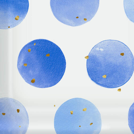 Blue Watercolor Dots Square Dessert Plates, Set of 8, , large image number 4