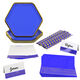 Color Pop 60-Piece Tableware Premium Party Kit, Blue Hexagon