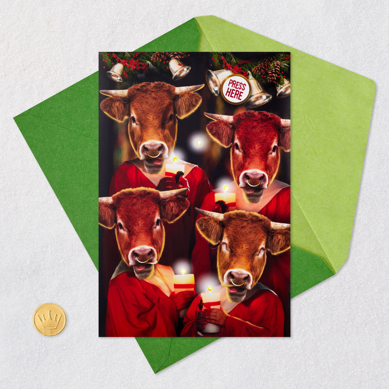 Carol of the Bulls Funny Musical Christmas Card With Light for only USD 8.59 | Hallmark