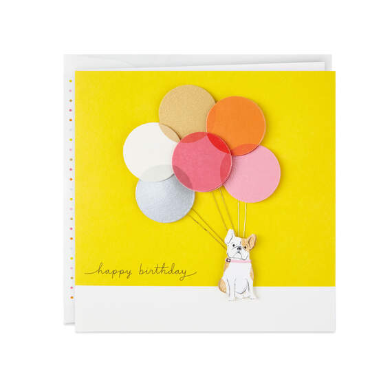 Bulldog With Balloons Birthday Card