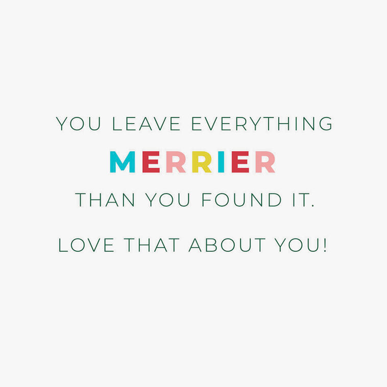 Rows of Merry on Green Christmas Card Sentiment image number 2