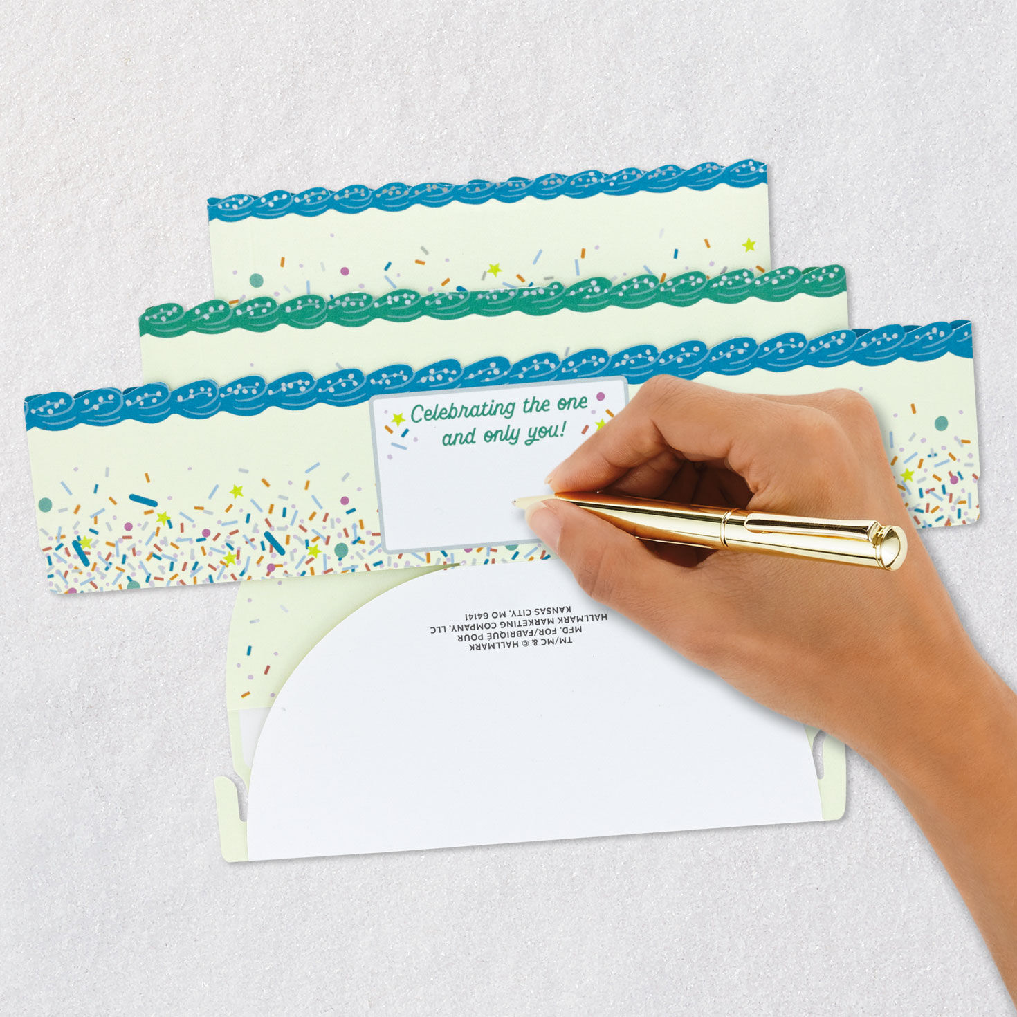 Pick A Number Confetti Cake Pop-Up Birthday Card signing card image number 8