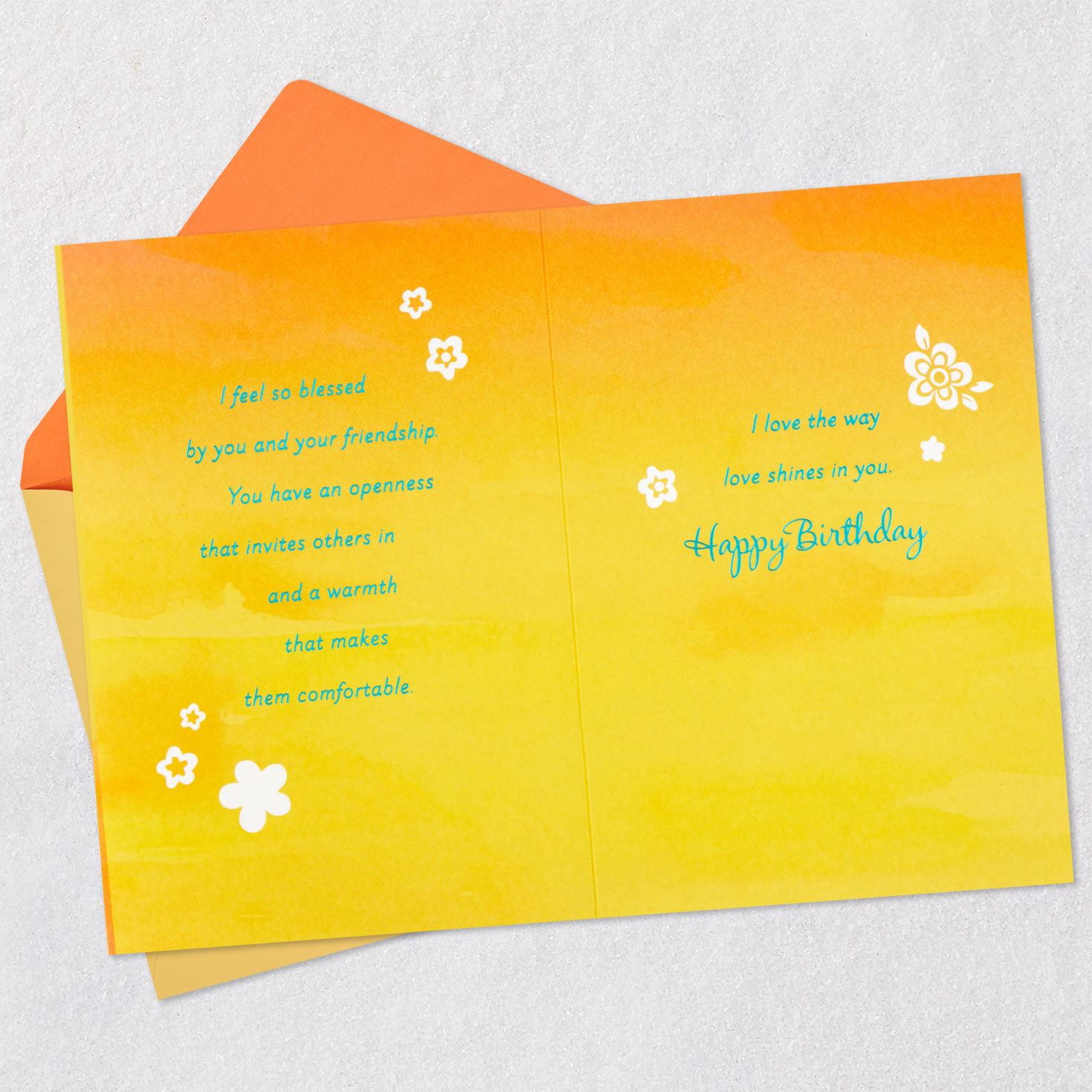 Yellow Sunshine Flowers Birthday Card for Friend Open card with envelope image number 4