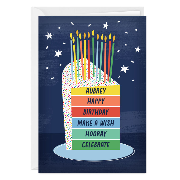 Personalized Fun and Colorful Cake Birthday Card