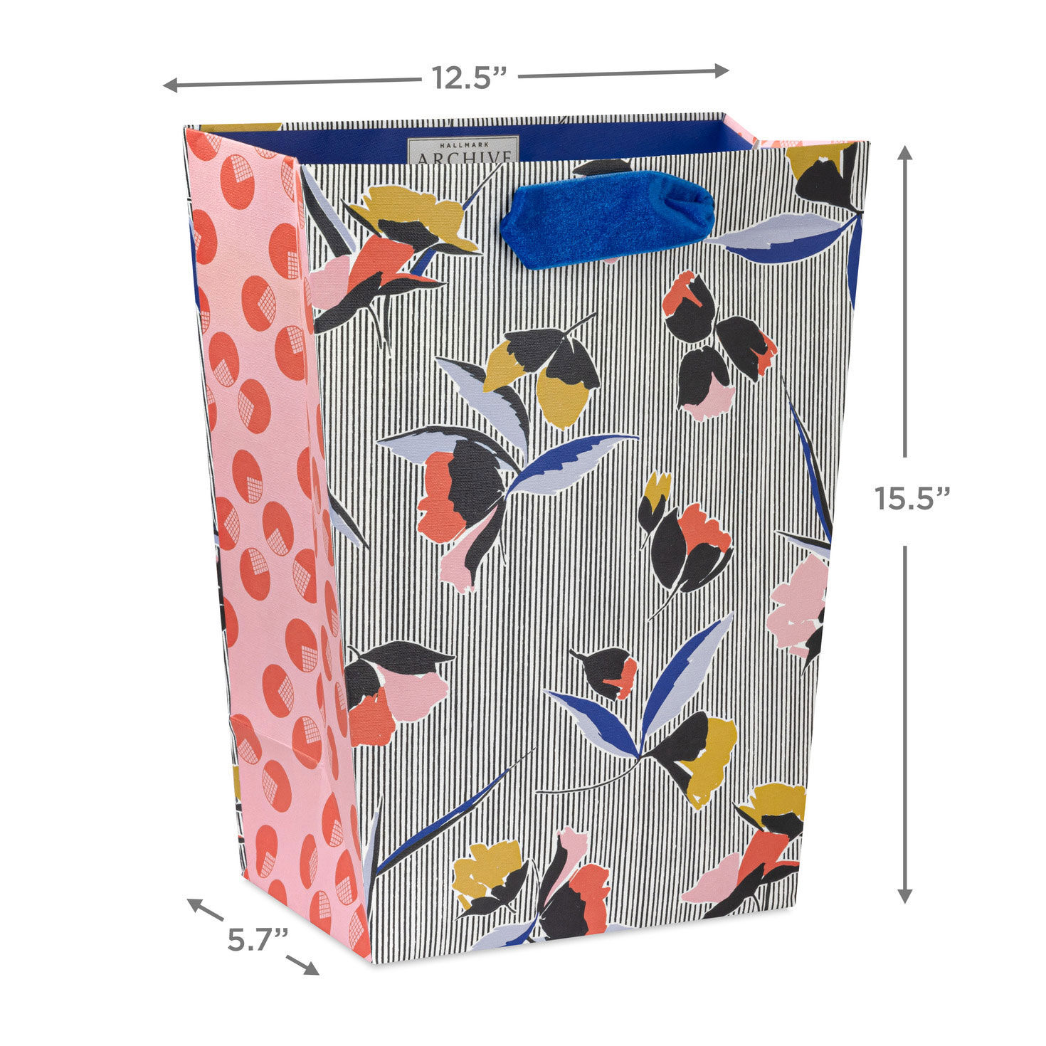 Nostalgic Floral Stripes Medium Gift Bag measurement image number 3