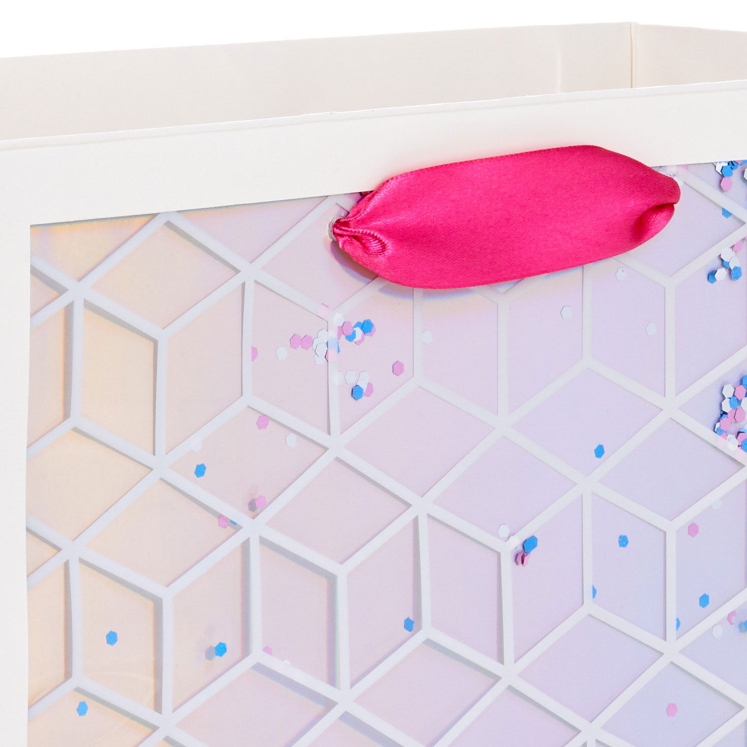 Geometric Design With Confetti Large Gift Bag Handle Detail image number 3