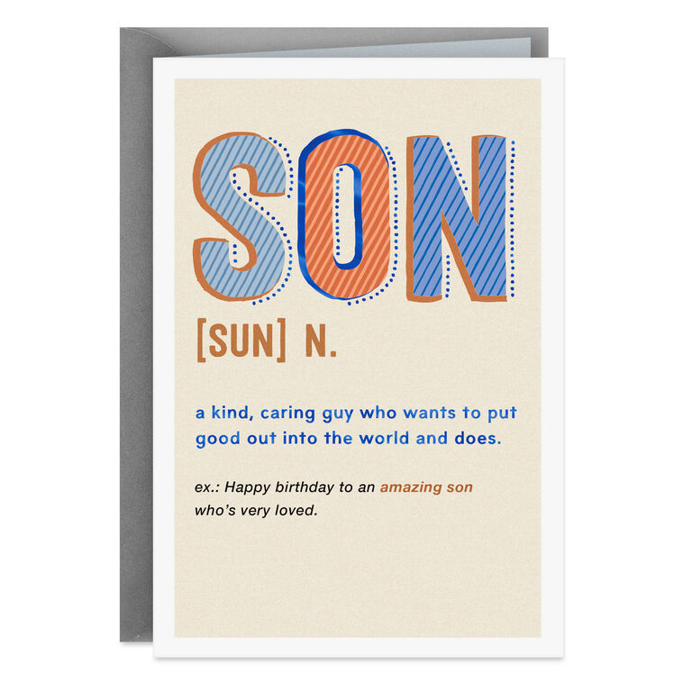 Dictionary Definition Birthday Card for Son