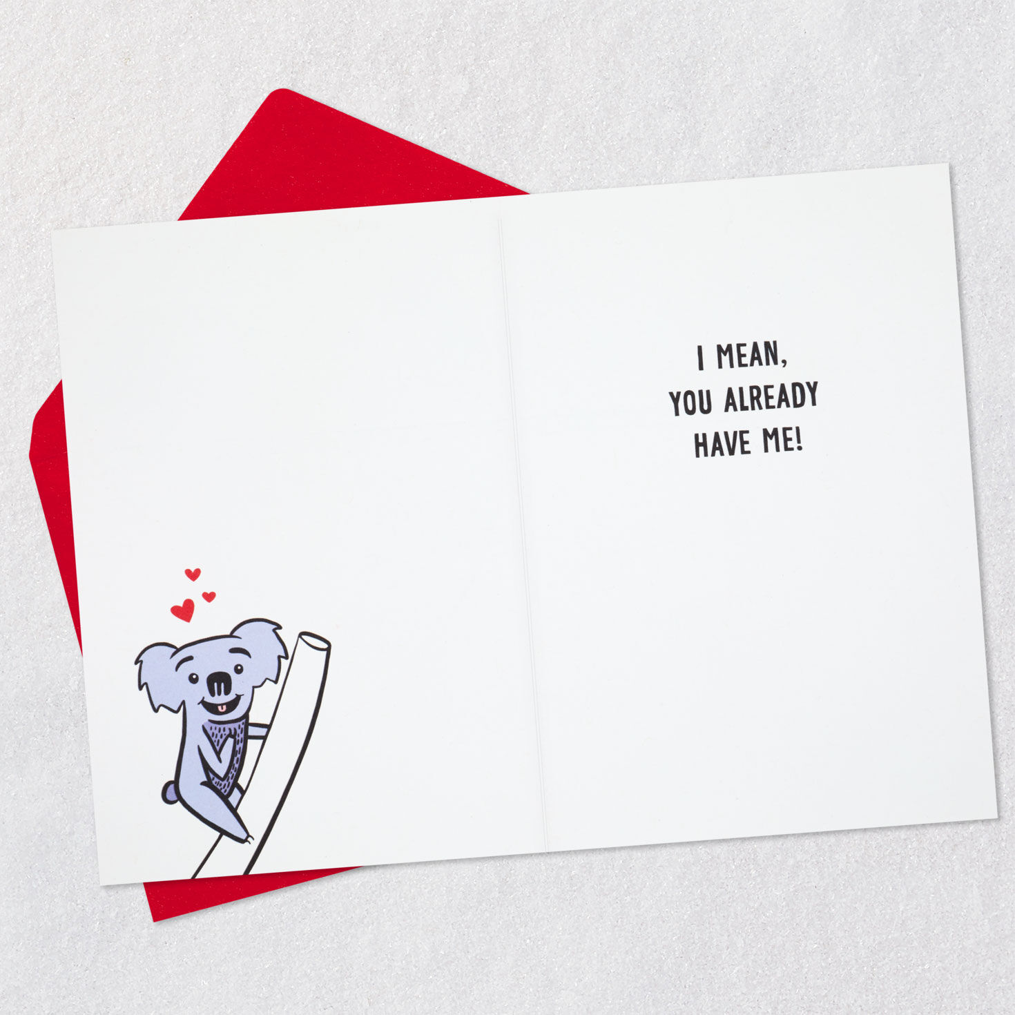 Red Heart Koala Sweetest Day Card for Partner Open card with envelope image number 3