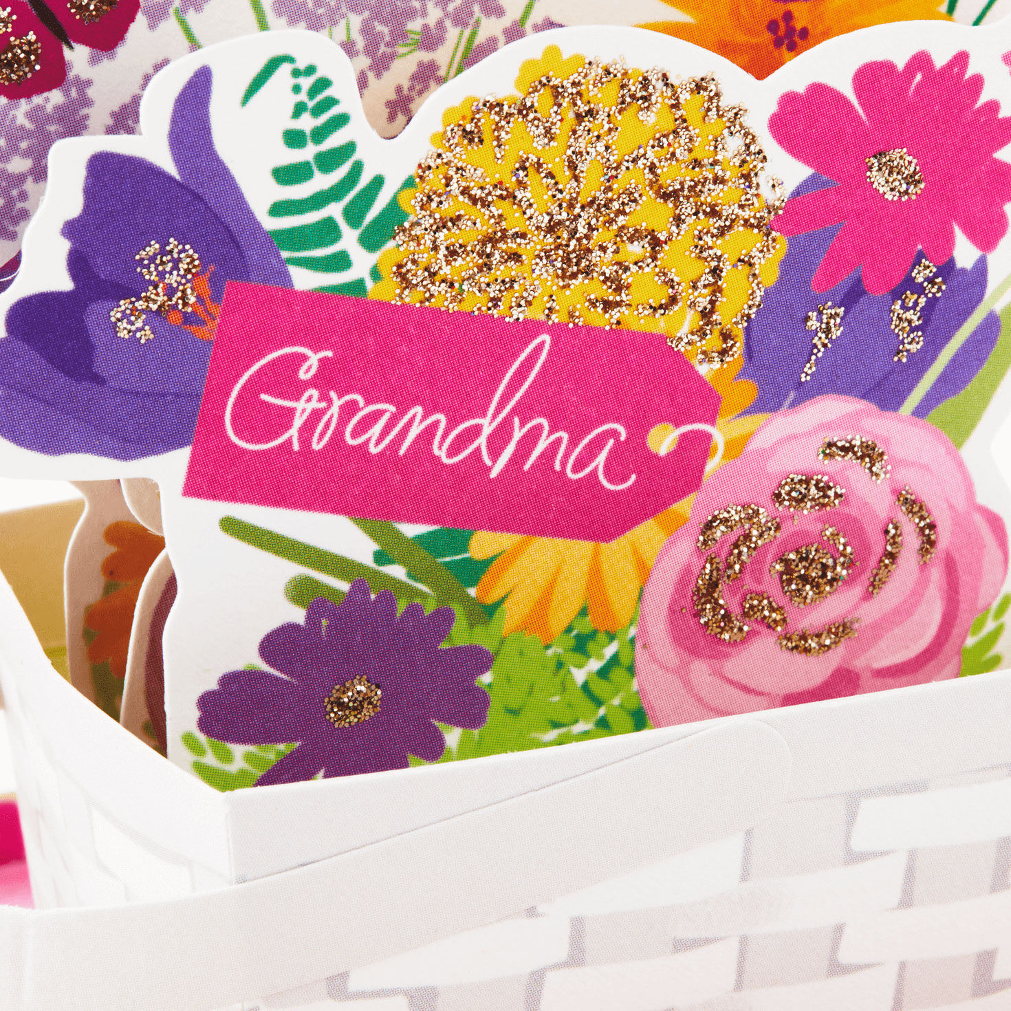 Flower Basket Pop Up Mother's Day Card for Grandma Card Front Detail image number 4