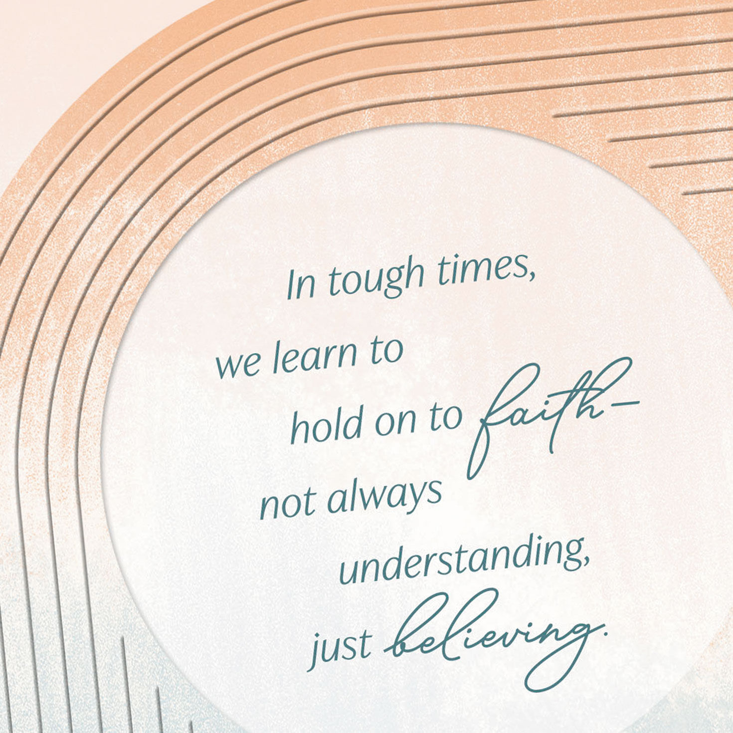 Peach and Blue Waves Encouragement Card Card Front Detail image number 4