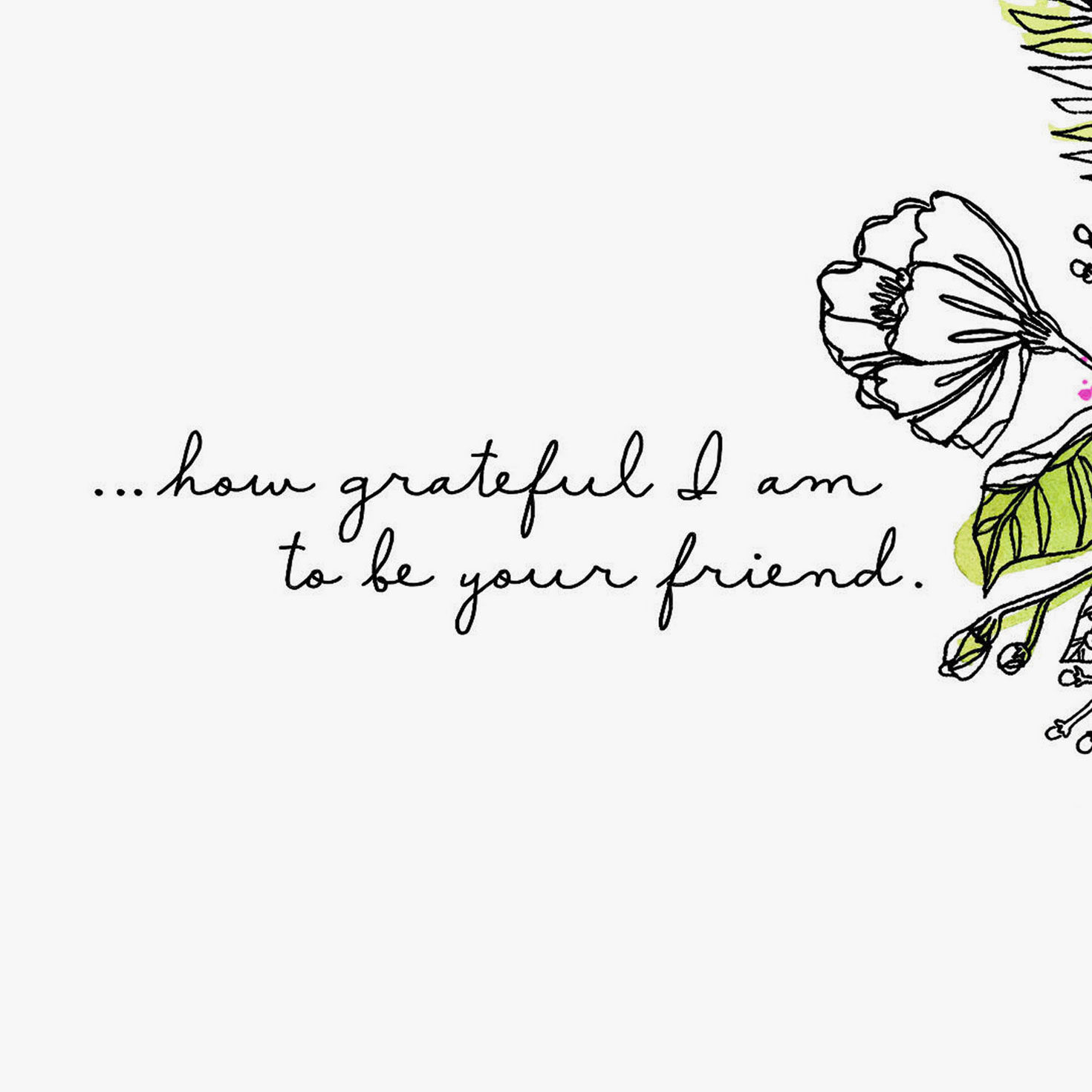 Watercolor Hummingbirds and Flowers Friendship Card Sentiment image number 2