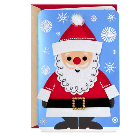 Jolly Felt Santa Musical Christmas Card, , large