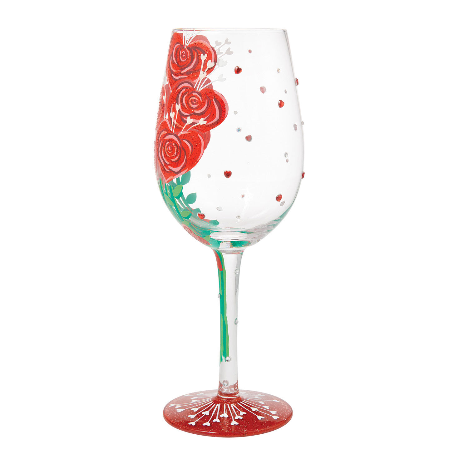 Lolita Valentine's Day Red Rose Hearts Wine Glass  image number 4