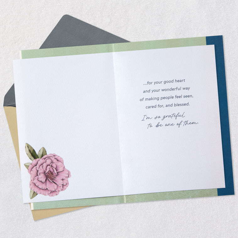 Hummingbird and Flowers Religious Thank You Card Open card with envelope image number 3