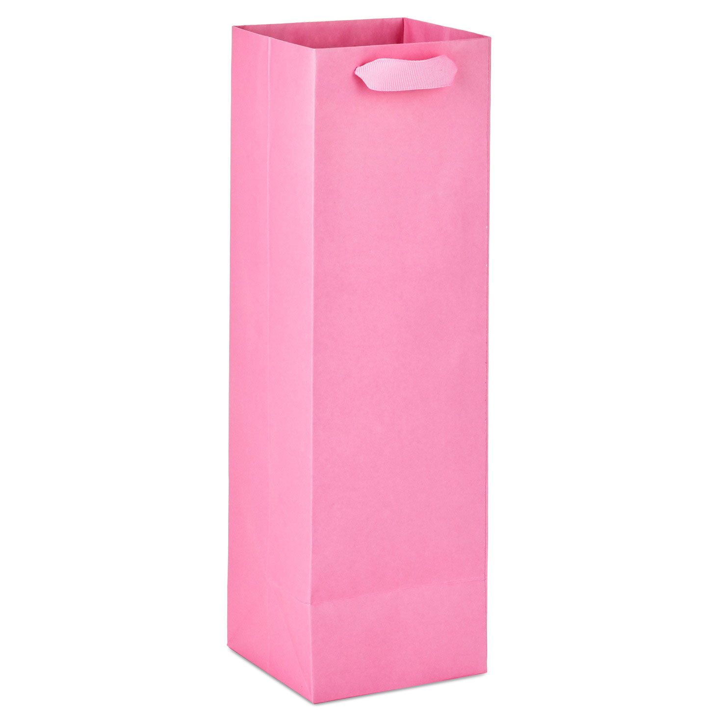 Solid Pink Wine Bottle Gift Bag Back image number 4