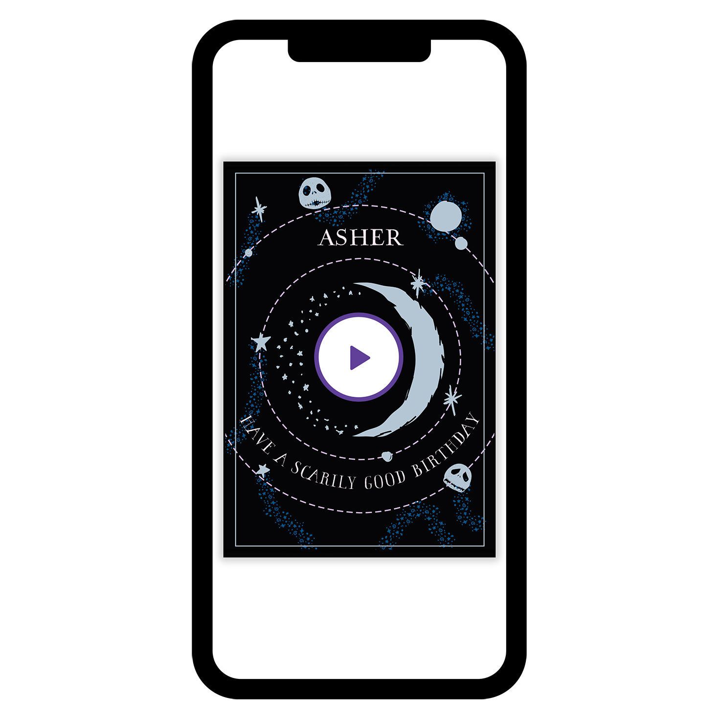 Jack Skellington Faces Personalized Birthday Card phone with card front image number 7
