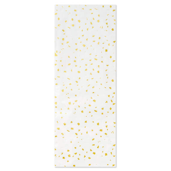 Gold Foil Flecks on White Tissue Paper, 4 sheets, White Gold Flecks, large image number 1