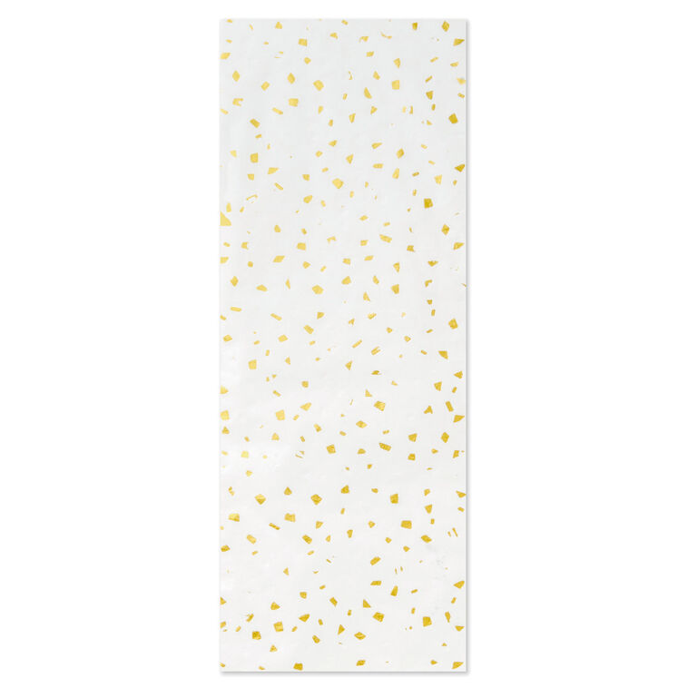 Gold Foil Flecks on White Tissue Paper, 4 sheets