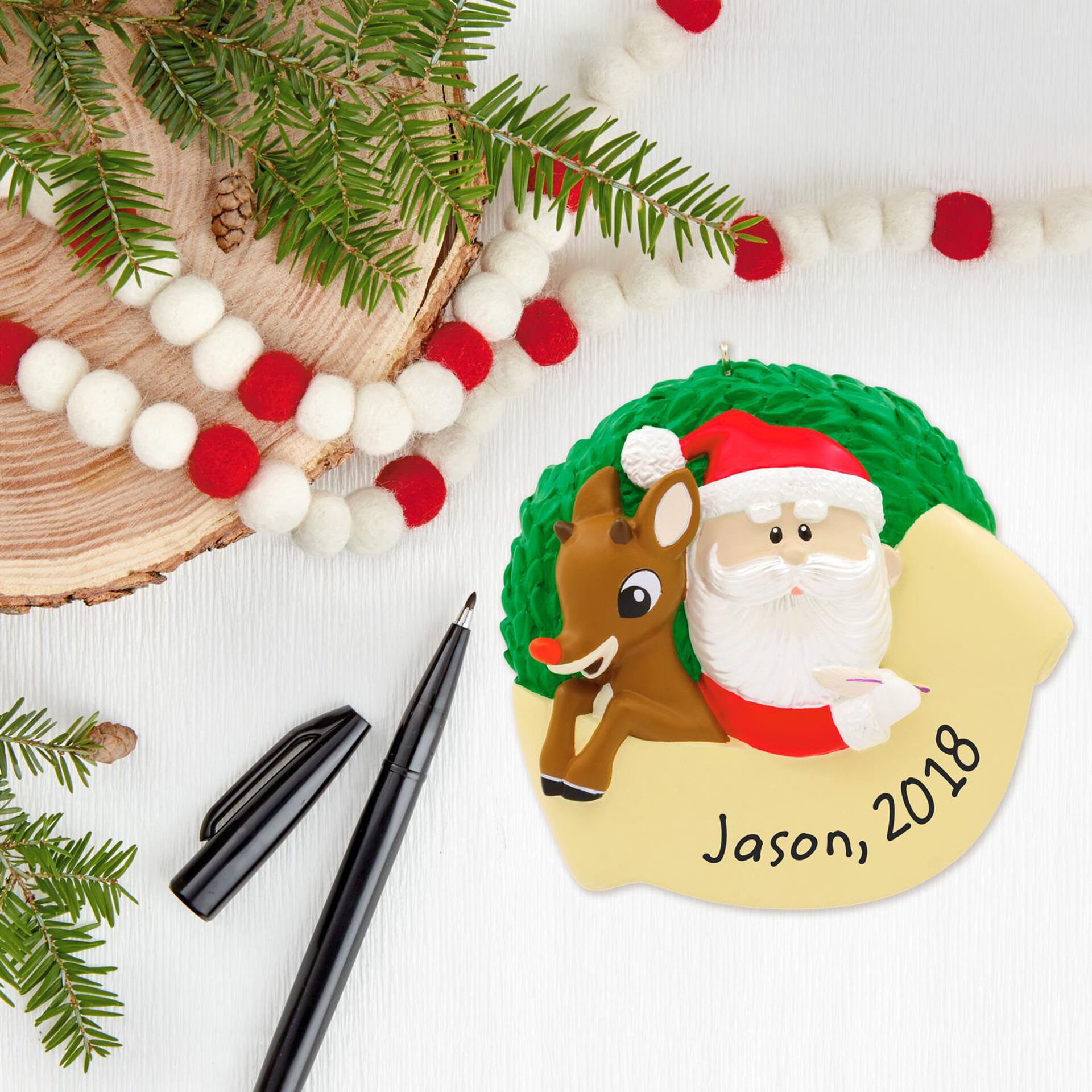 Rudolph The Red Nosed Reindeer And Santa Blank Diy Personalization Hallmark Ornament Sale Hallmark