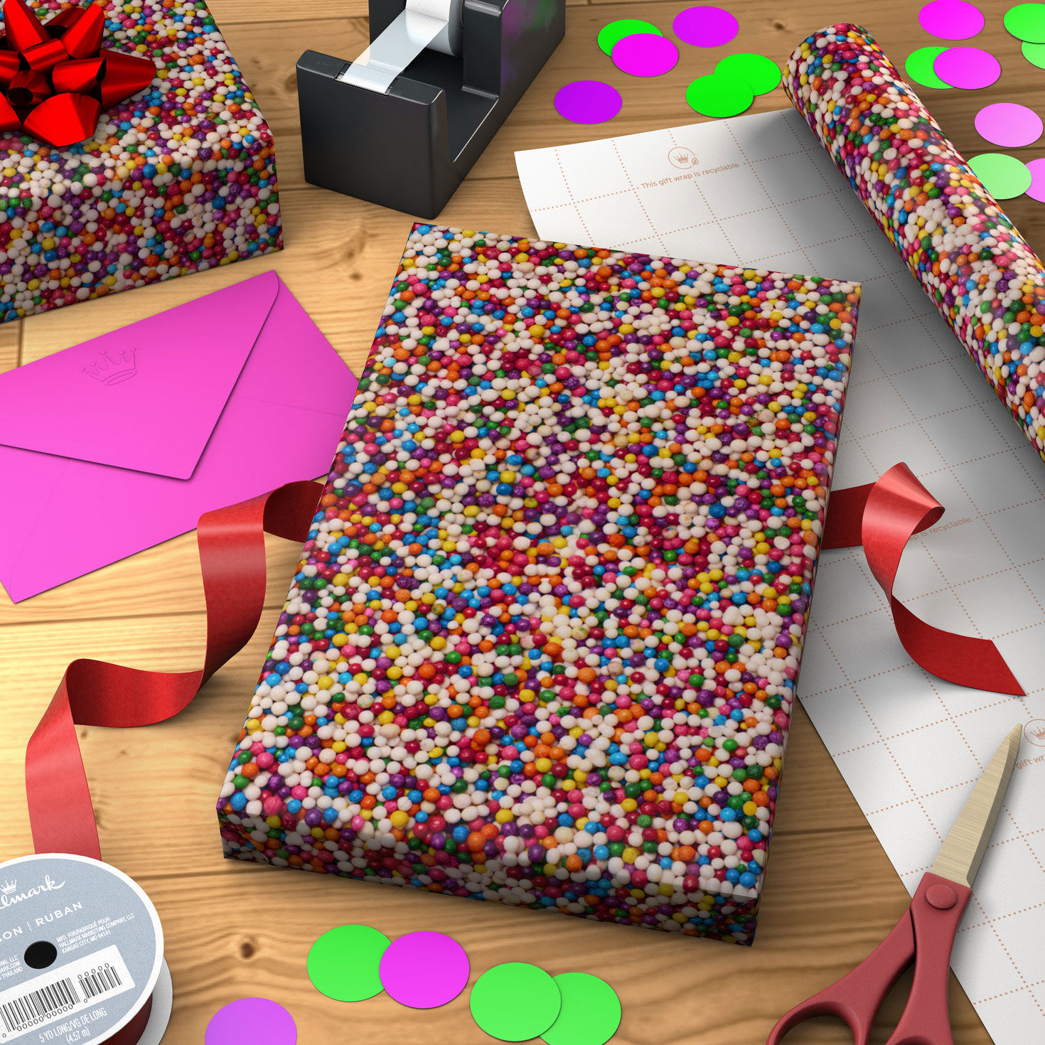 Colorful Beads Collage Gift Wrap Roll Wrapped pkg image number 3