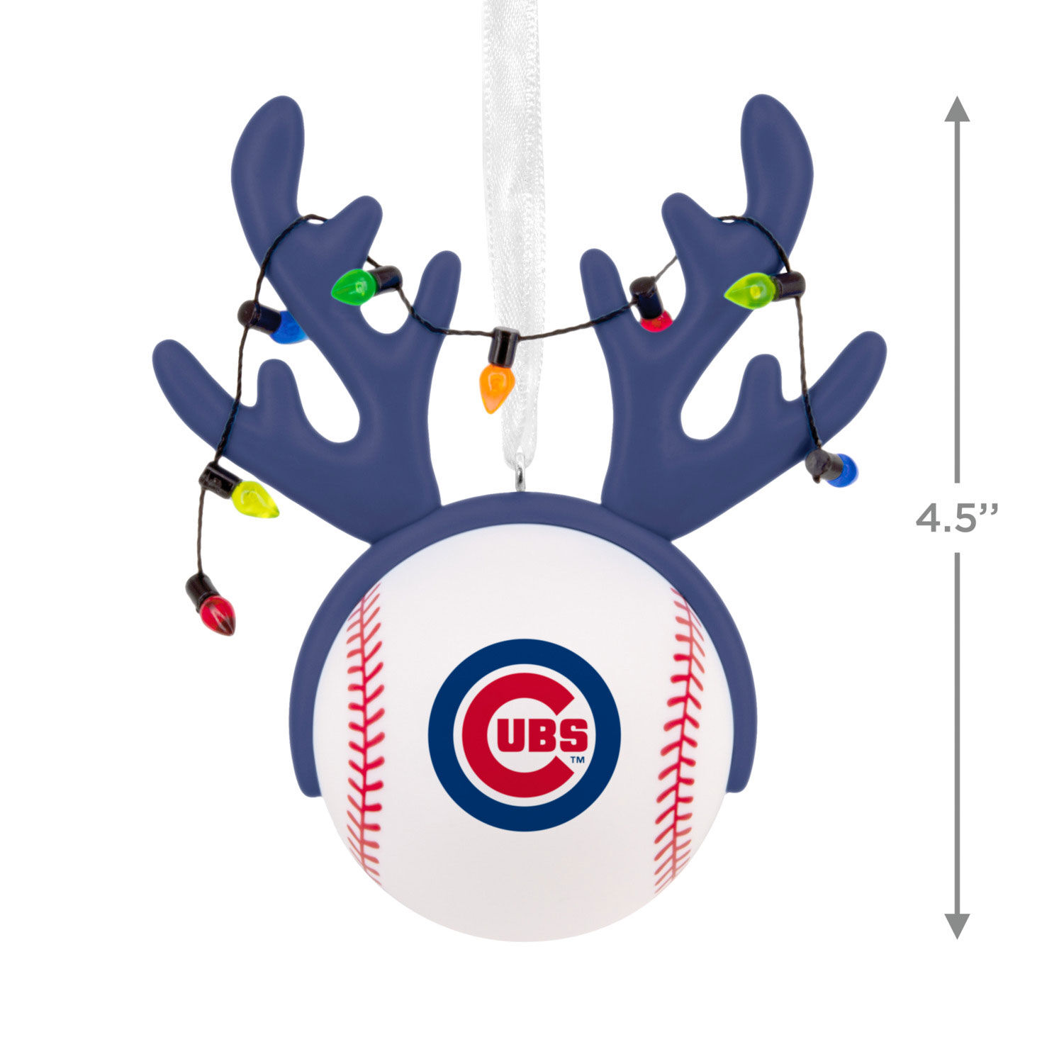 Cubs Reindeer Baseball Christmas Ornament measurement image number 3