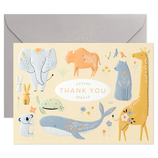 Embossed Animals Blank Thank-You Notes, Pack of 20, 