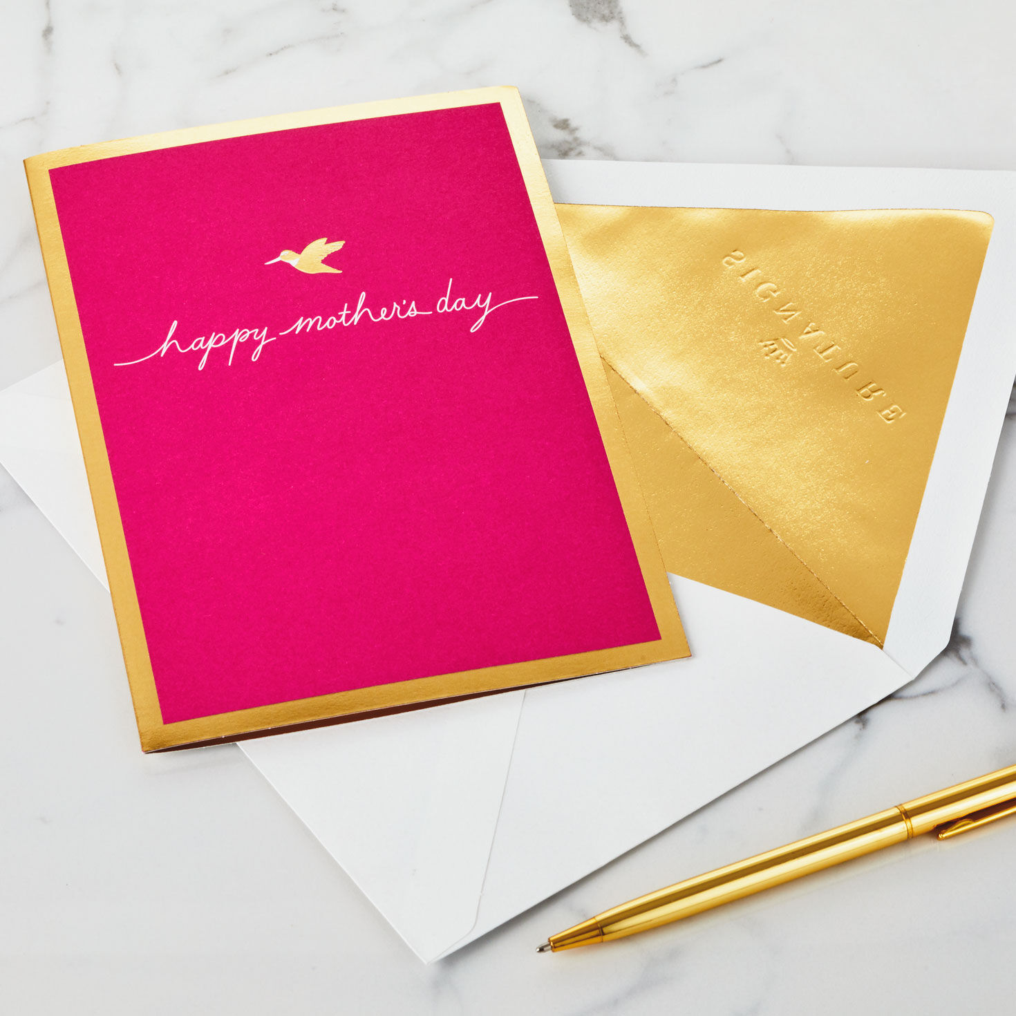 Hummingbird & Flowers 3D Pop-Up Mother's Day Card Card Front with Envelope and Gold Pen image number 8
