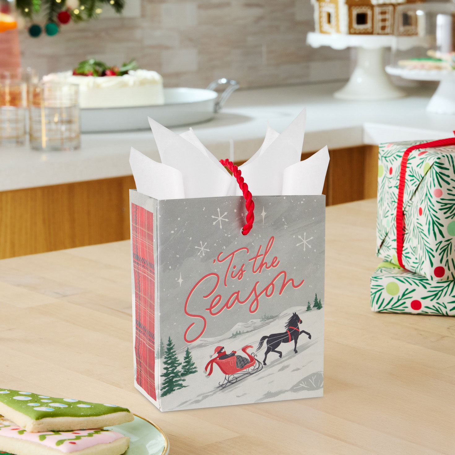 Woodgrain Trees and Plaid Holiday Gift Card Holders in use image number 2