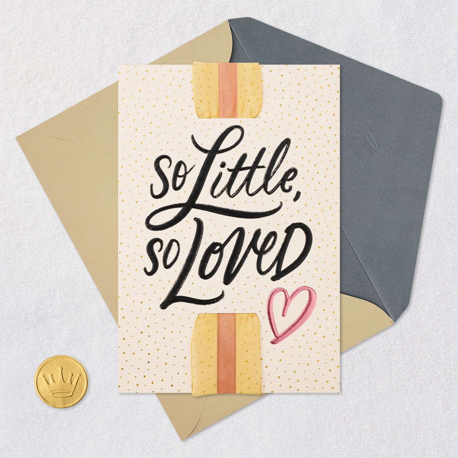 So Little So Loved New Baby Girl Card Card Front with Envelope and Gold Seal image number 5