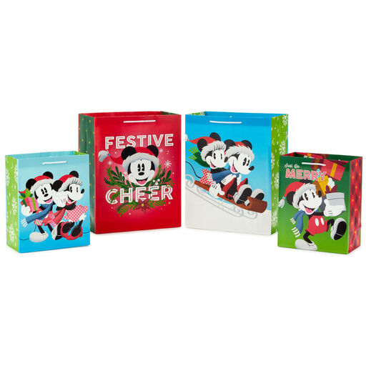 Disney Mickey and Minnie Christmas Gift Bags, Assorted Sizes and Designs, 