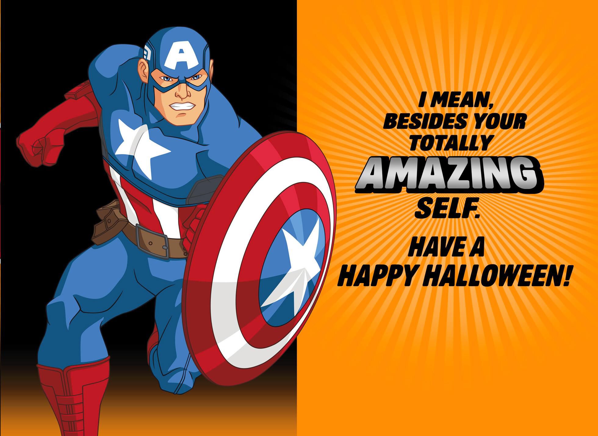 Captain America Totally Amazing Halloween Card for Grandson