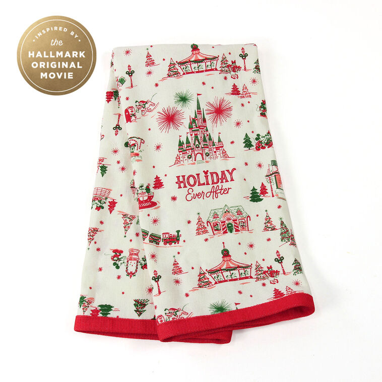 Pink Green Holiday Disney Pattern Tea Towel image number 1