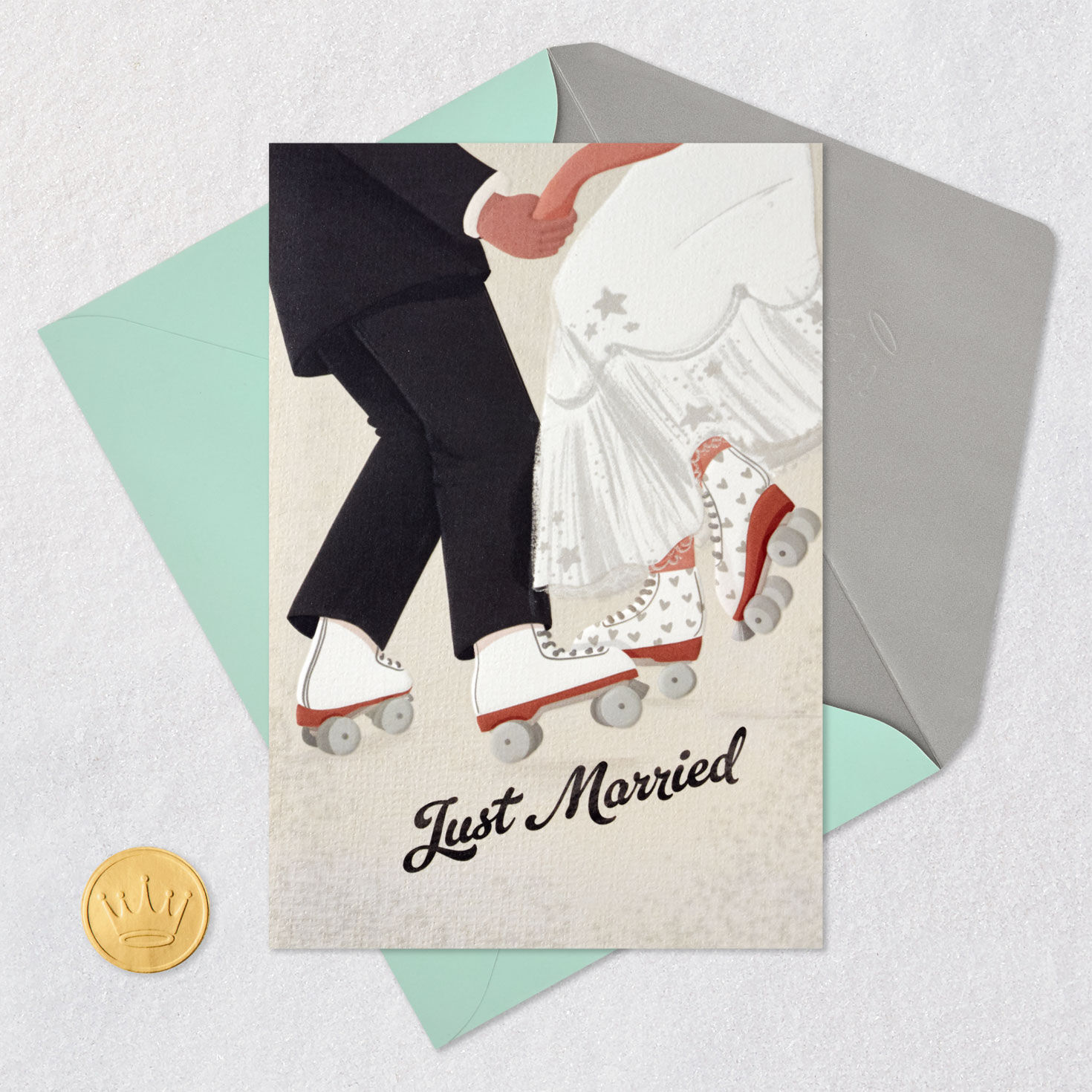 Just Married Roller Skating Bride and Groom Wedding Card for only USD 4.59 | Hallmark