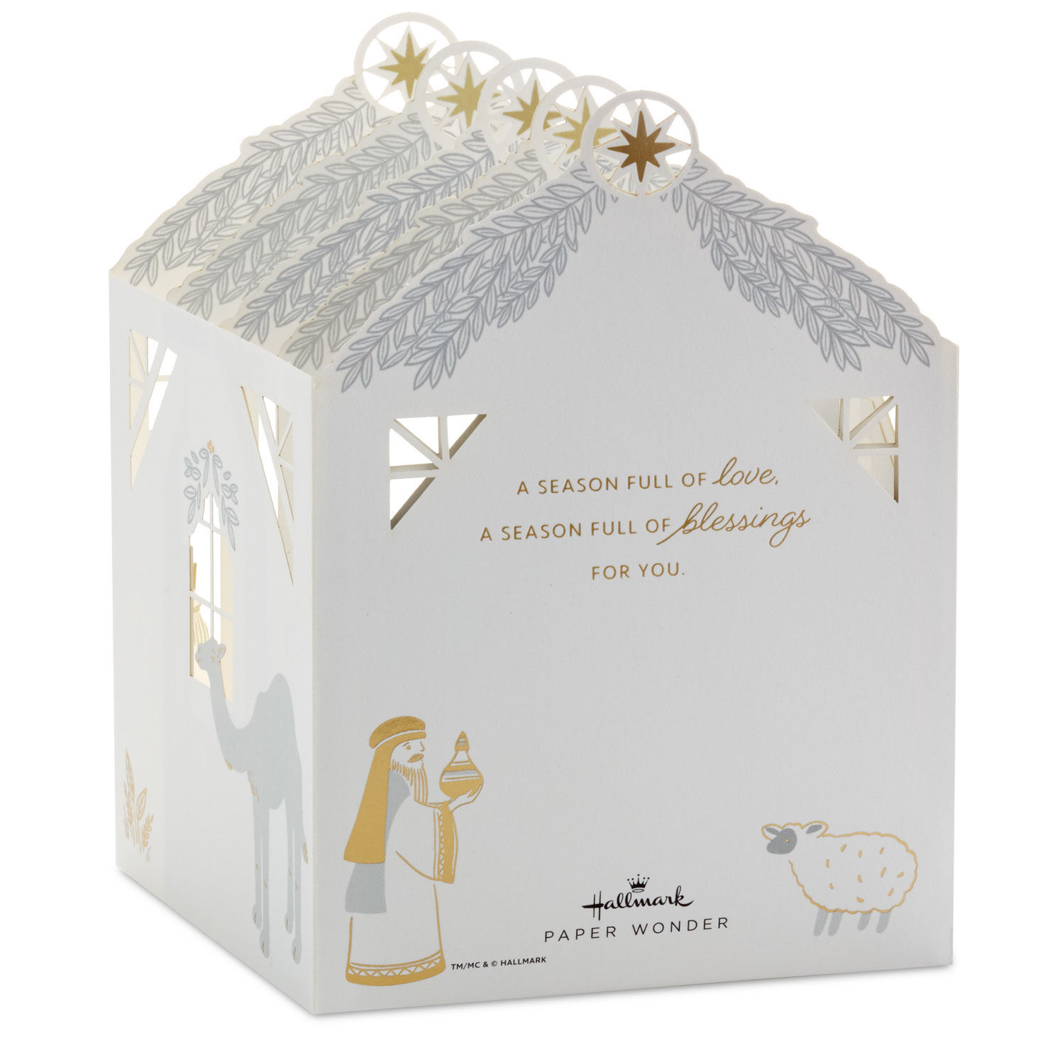Joy to the World Nativity Scene Musical 3D Pop-Up Christmas Card With Light, , large image number 3