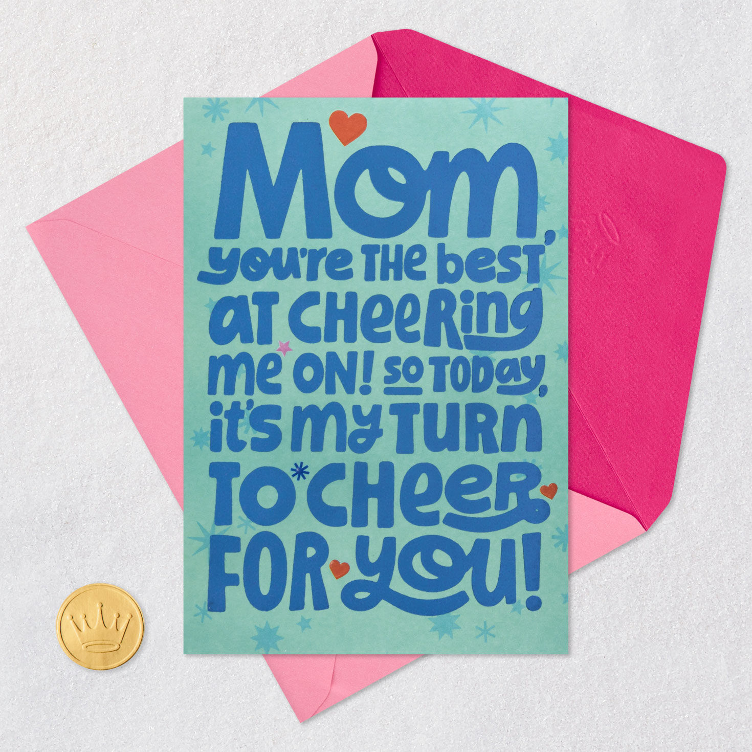 Lettering and Hearts Mom Mother's Day Card From Kids Card Front with Envelope and Gold Seal image number 6