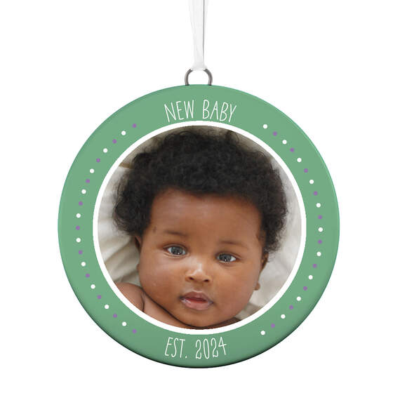 New Baby Personalized Text and Photo Ceramic Ornament
