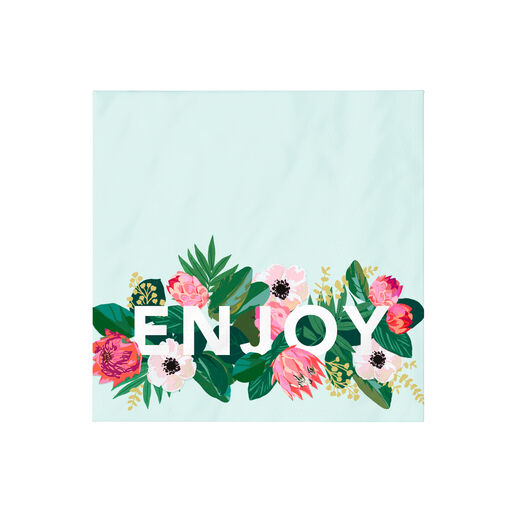 Floral "Enjoy" Dinner Napkins, Set of 16, 
