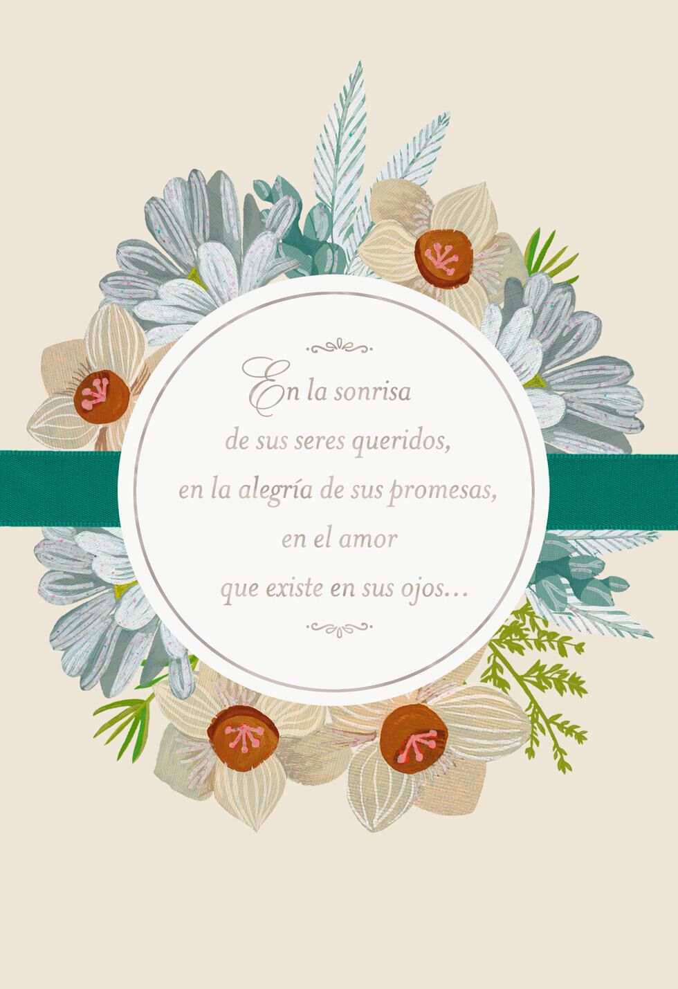 Happy Hearts Spanish-Language Religious Wedding Card