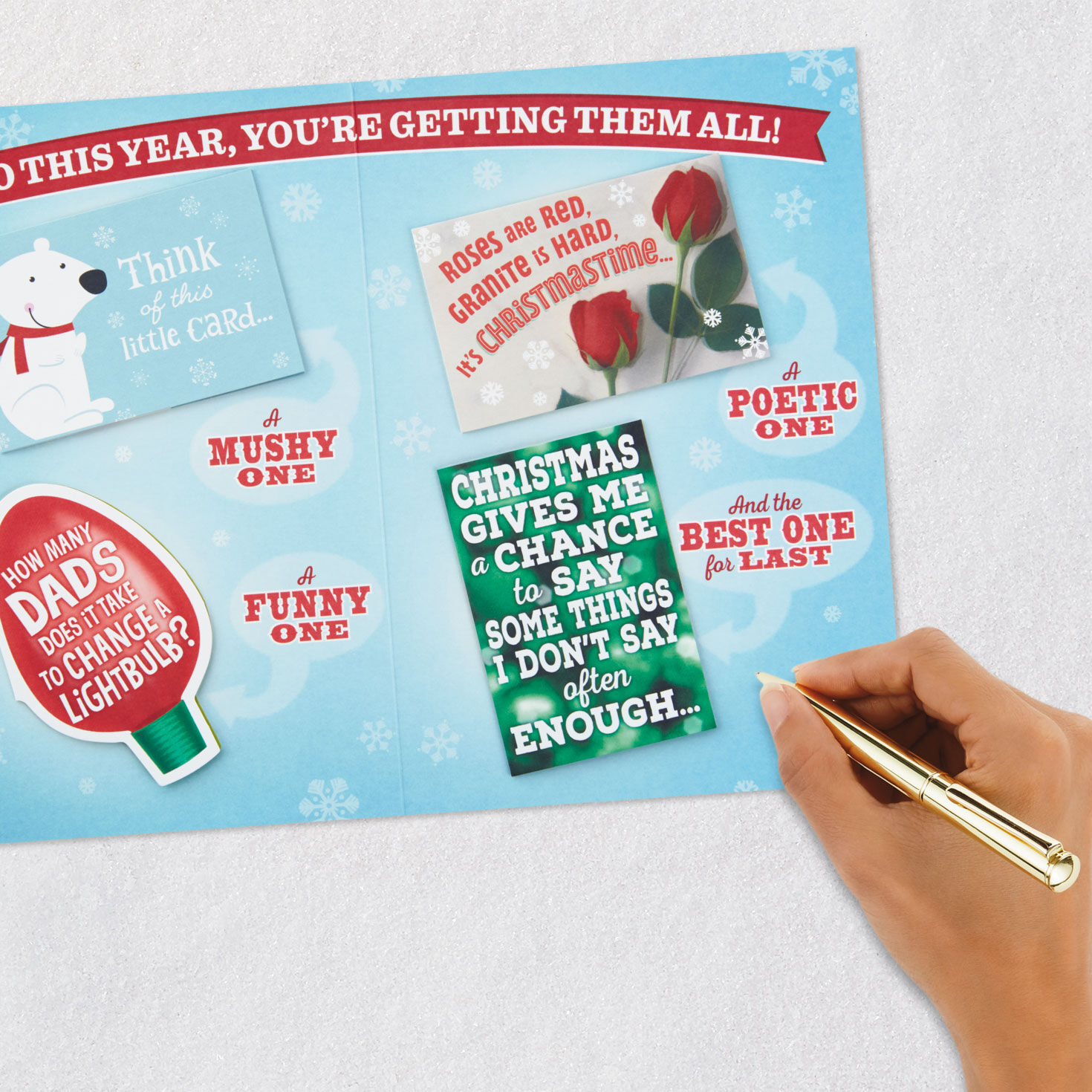 Festive Lettering With Mini Cards Funny Christmas Card for Dad Signing card image number 8