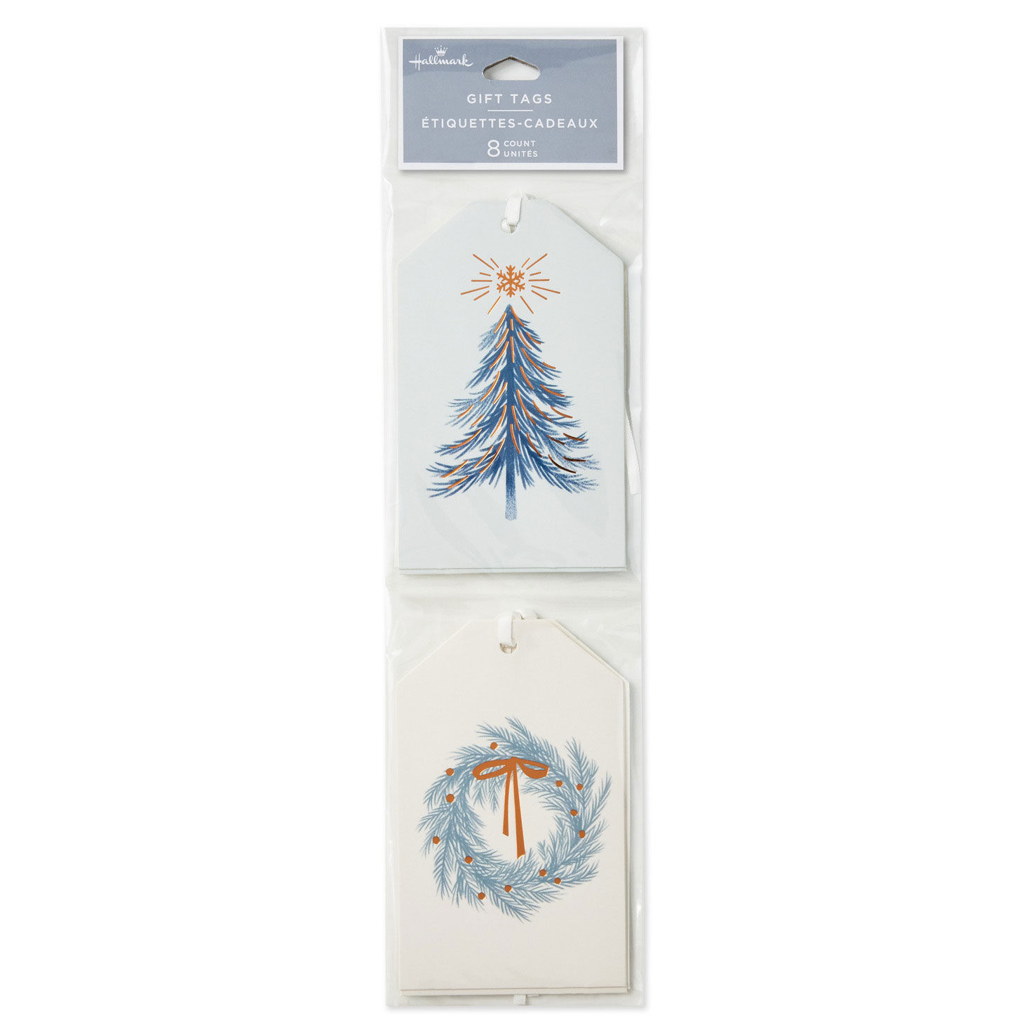 Blue Gray and Copper Winter Holiday Gift Tags package image number 6