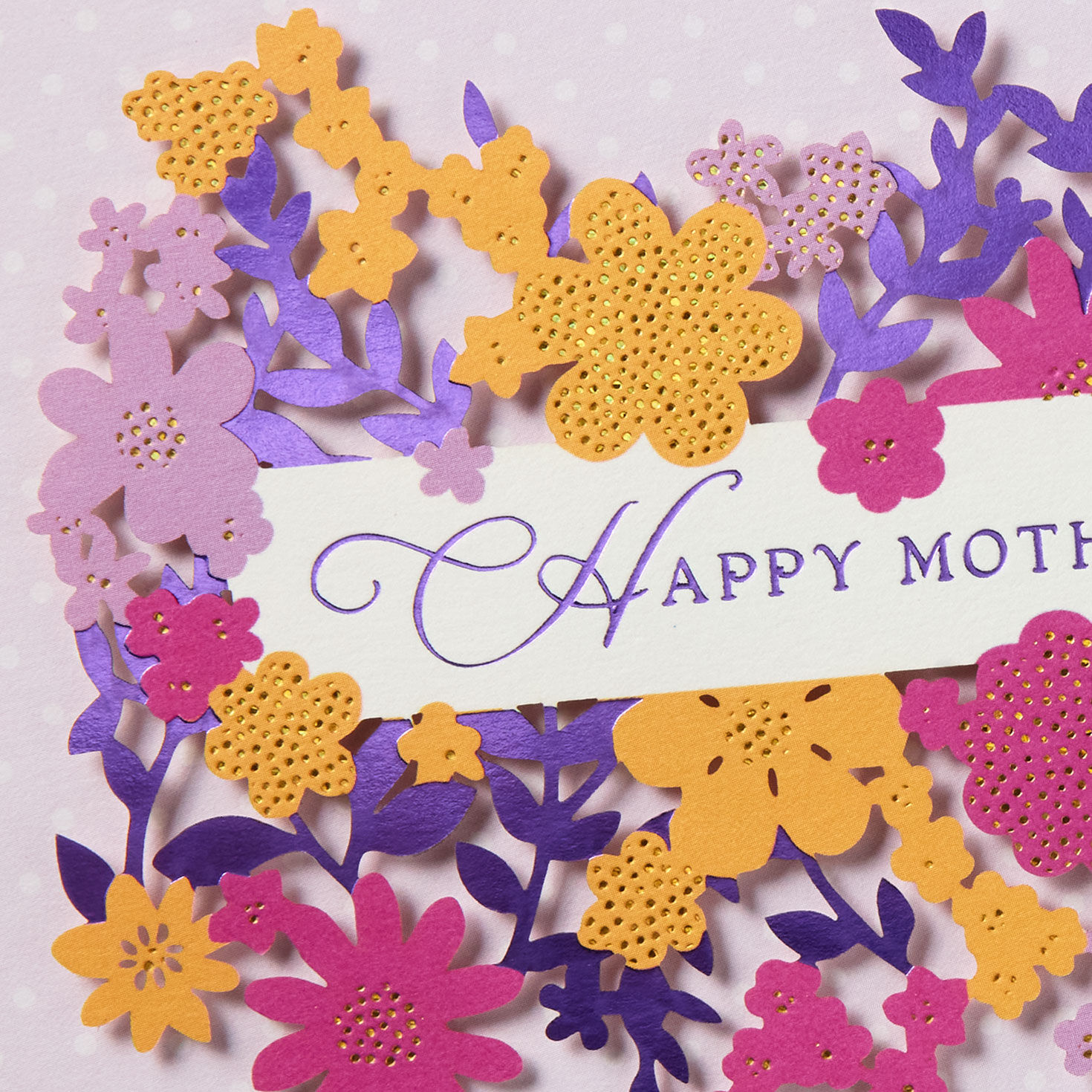 Purple Flower Frame on Lavender Mother's Day Card Card Front Detail image number 4