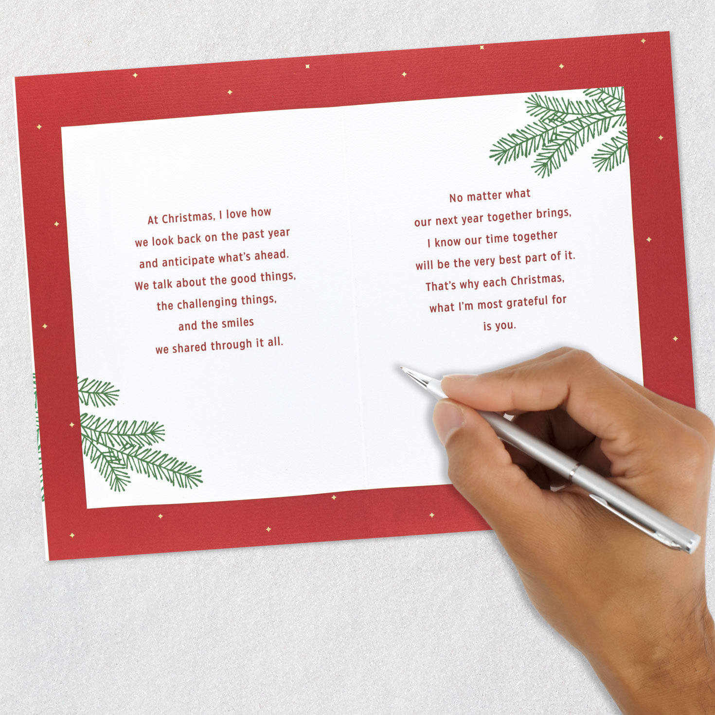 Elegant Ornaments Romantic Christmas Card for Her signing card image number 7