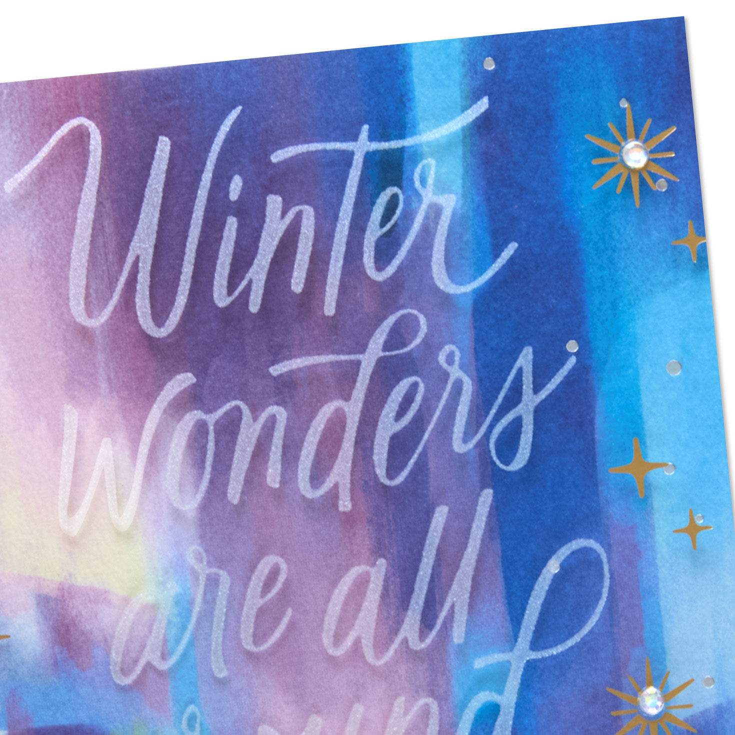 Northern Lights Watercolor Christmas Card Card Front Detail image number 4