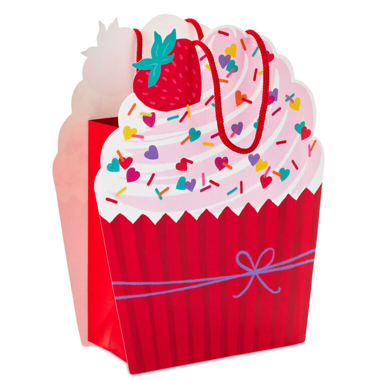 6.5" Die-Cut Strawberry Cupcake Small Gift Bag