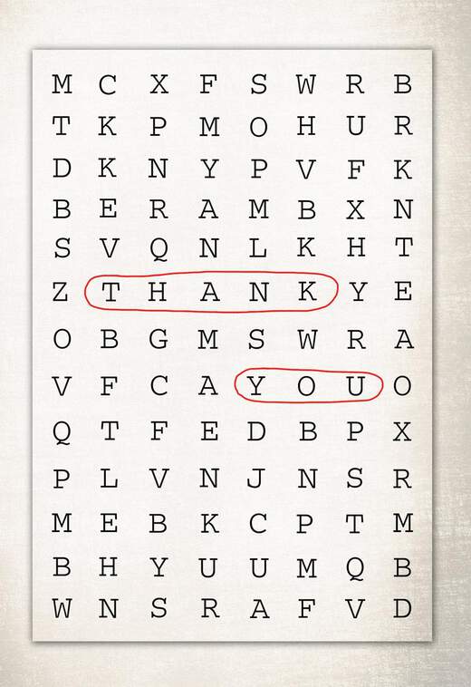 Word Search Thank You Card, , large image number 1